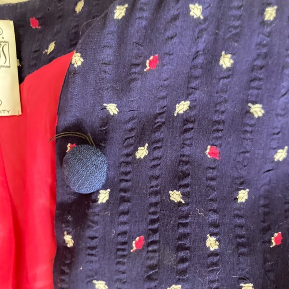 100% cotton vintage seersucker 1970s polka dot dress suit with dress and jacket - Picture 6 of 11